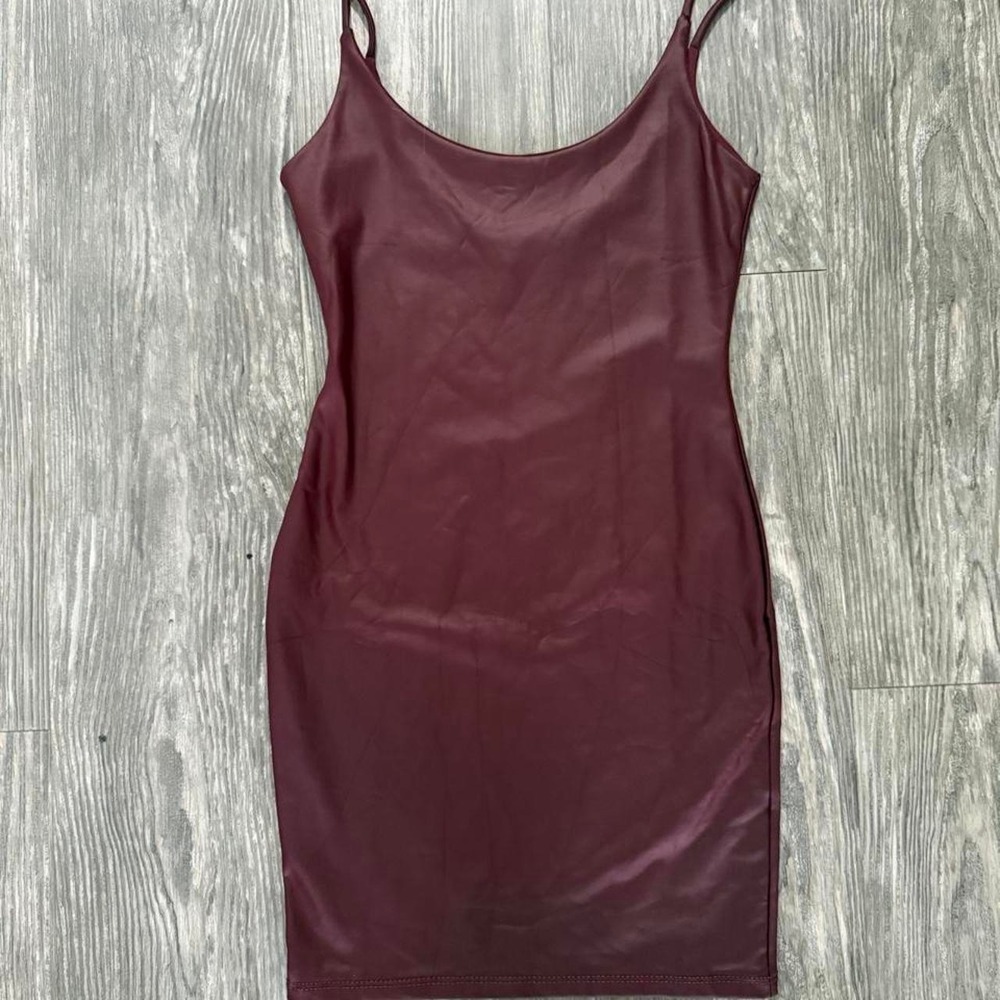Laura's Boutique Burgundy faux leather mini dress in a S